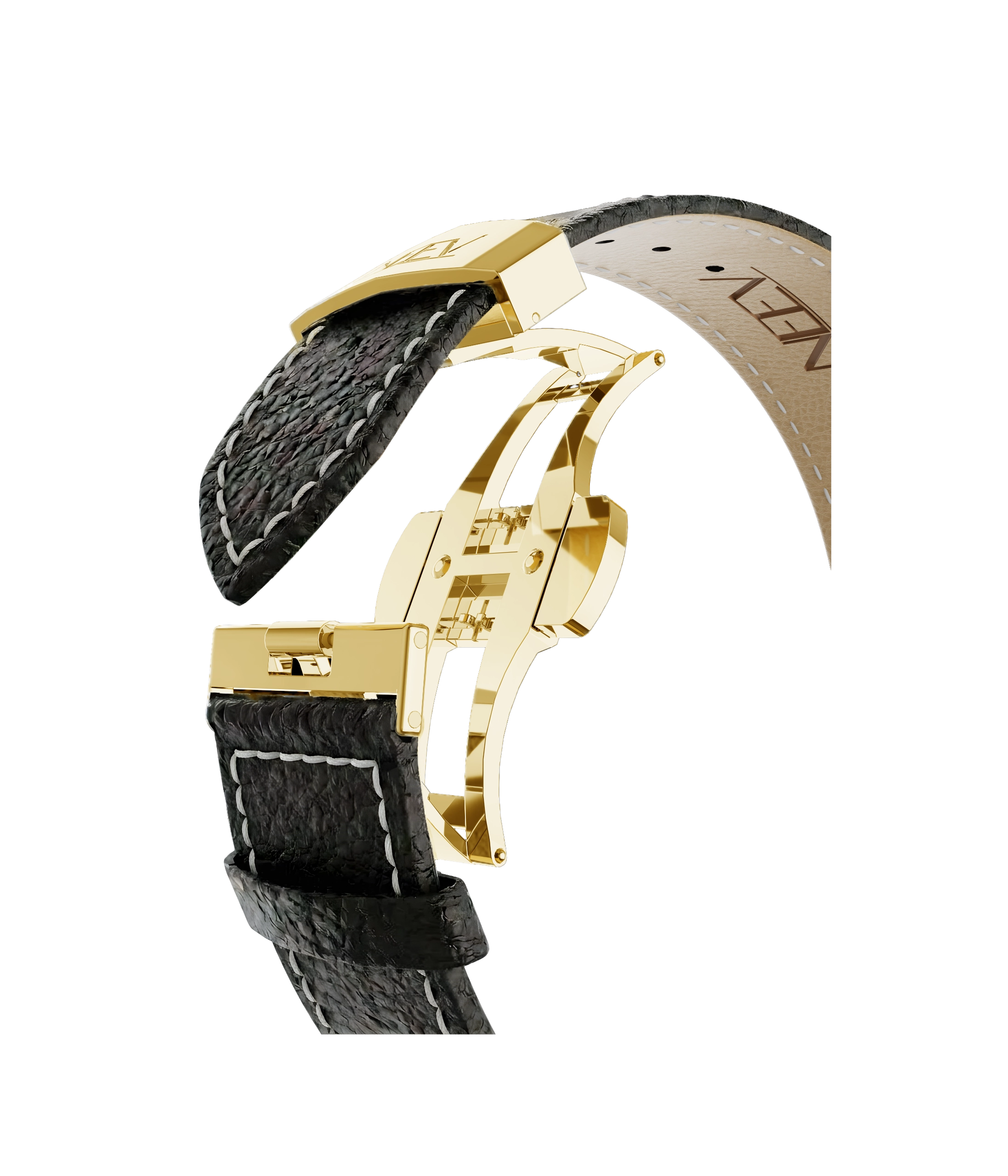 Black Leather Band | 42mm | Gold